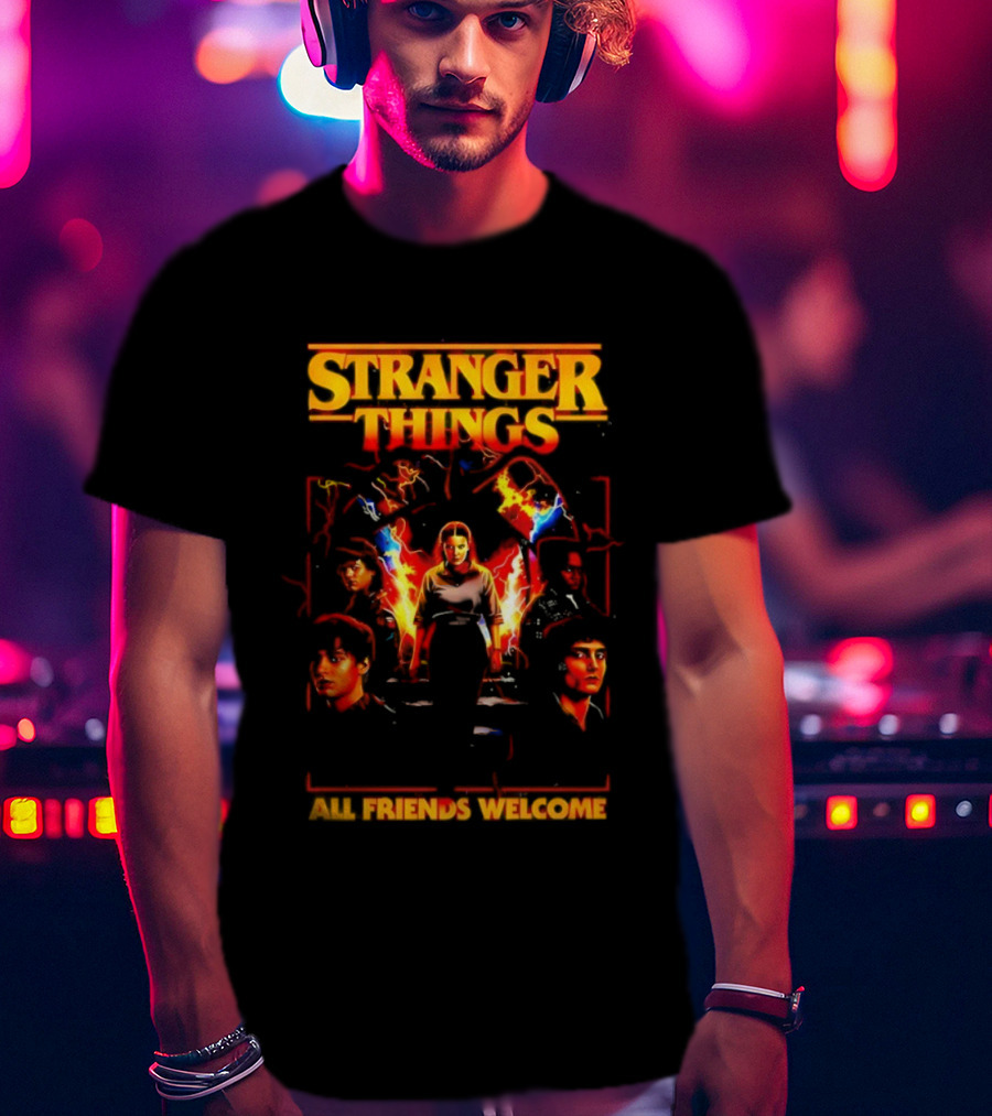 Stranger Things All Friends Welcome Eleven And Friends Retro Style T-Shirt