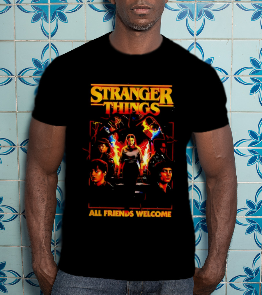 Stranger Things All Friends Welcome Eleven And Friends Retro Style T-Shirt