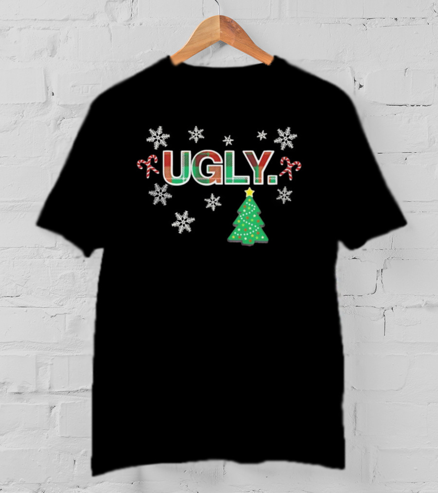 UGLY Christmas Candy Cane Tree Snowflakes T-Shirt