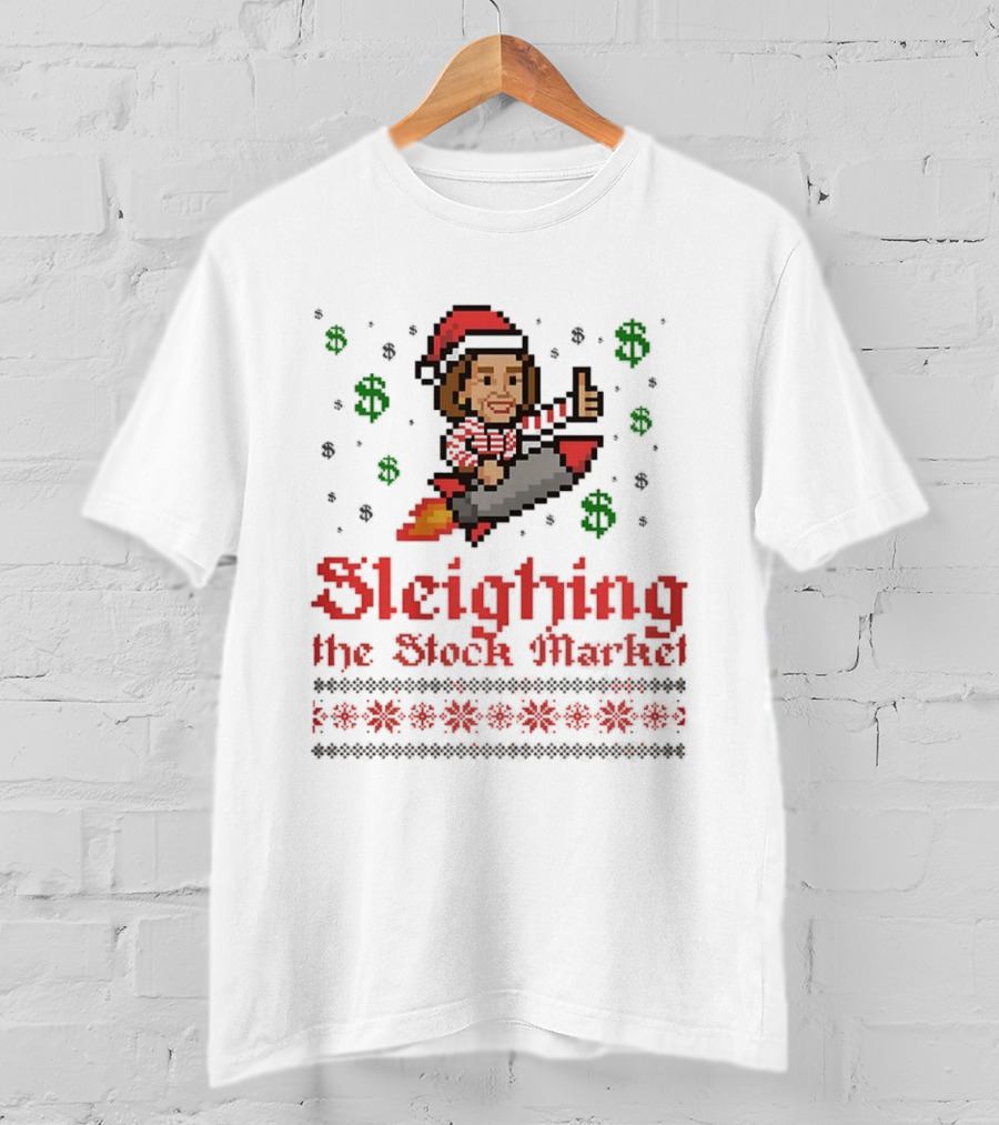 Sleighing The Stock Market Pixel Ugly Christmas End Of An Error T-Shirt
