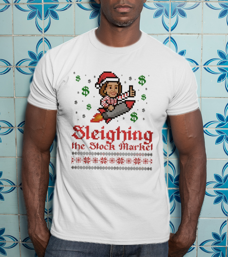 Sleighing The Stock Market Pixel Ugly Christmas End Of An Error T-Shirt