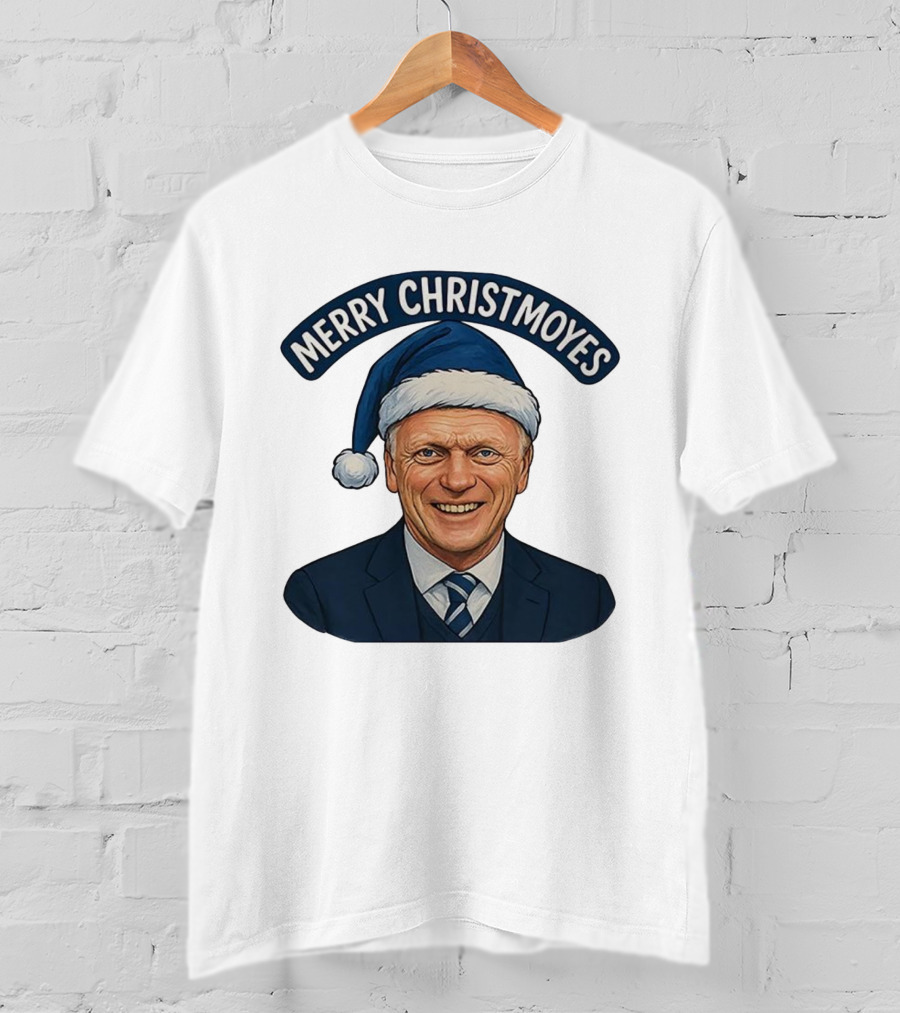Merry Christmoyes Christmas Everton FC David Moyes Holiday Santa Hat T-Shirt