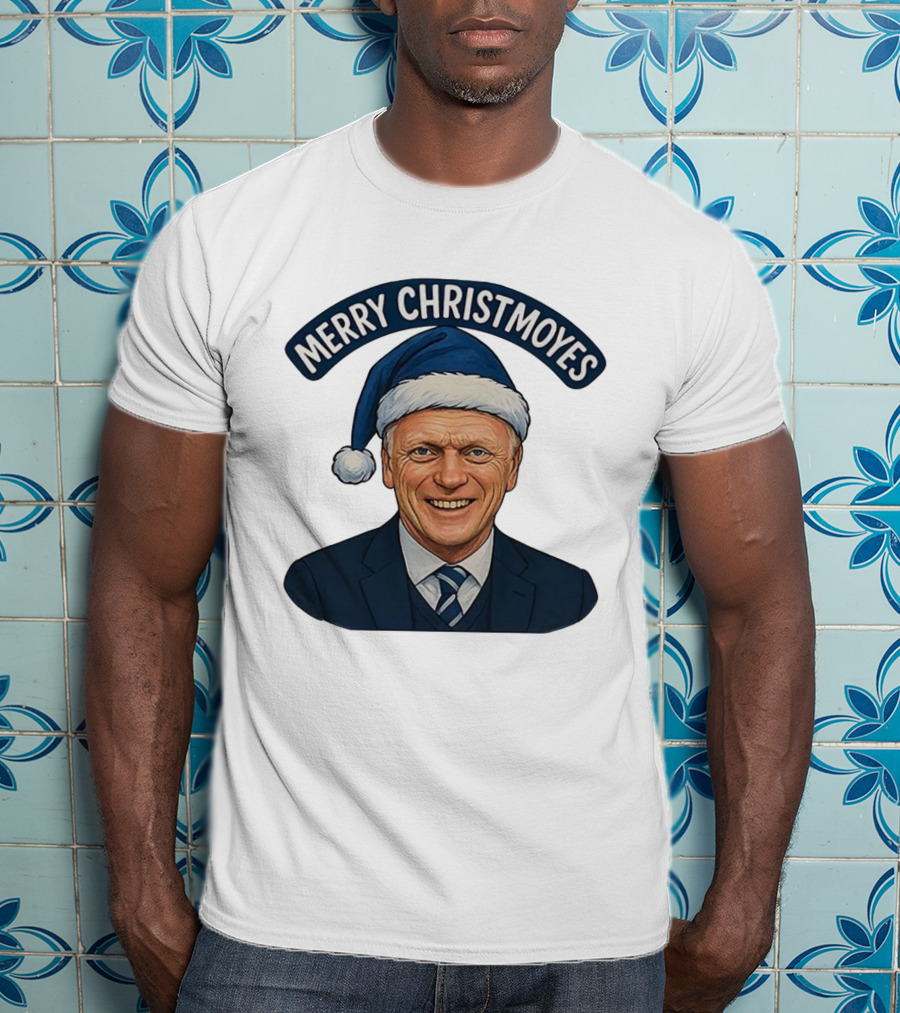 Merry Christmoyes Christmas Everton FC David Moyes Holiday Santa Hat T-Shirt
