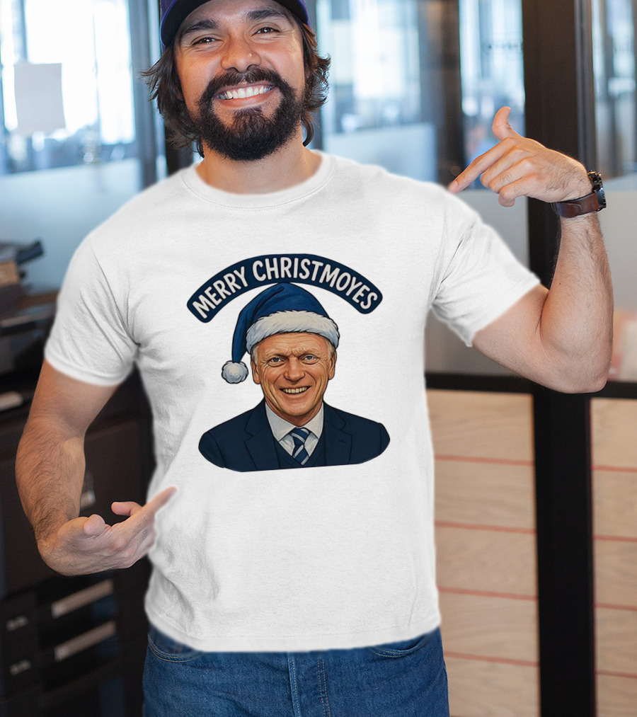 Merry Christmoyes Christmas Everton FC David Moyes Holiday Santa Hat T-Shirt