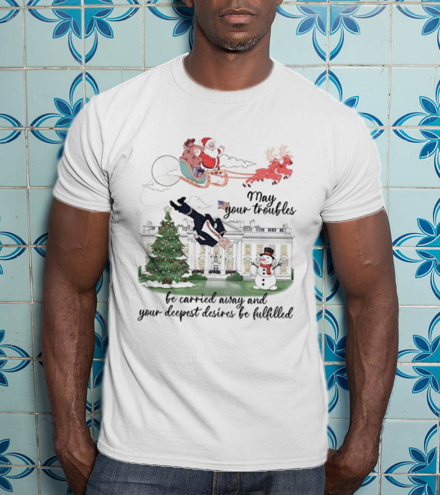 Santa Sleigh Carried Away Anti Trump Christmas Tree White House T-Shirt
