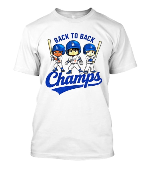 Los Angeles Dodgers Baseball Back To Back Champs Characters T-Shirt