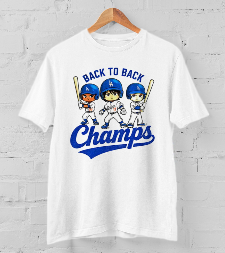 Los Angeles Dodgers Baseball Back To Back Champs Characters T-Shirt