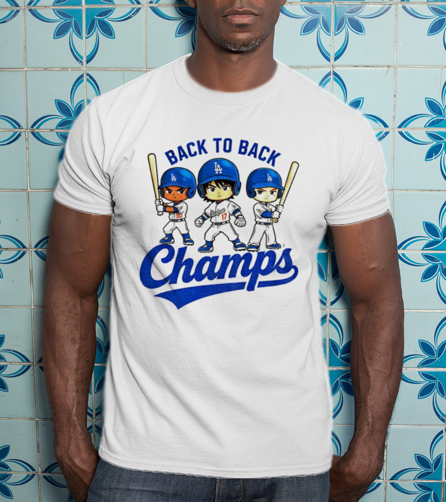 Los Angeles Dodgers Baseball Back To Back Champs Characters T-Shirt