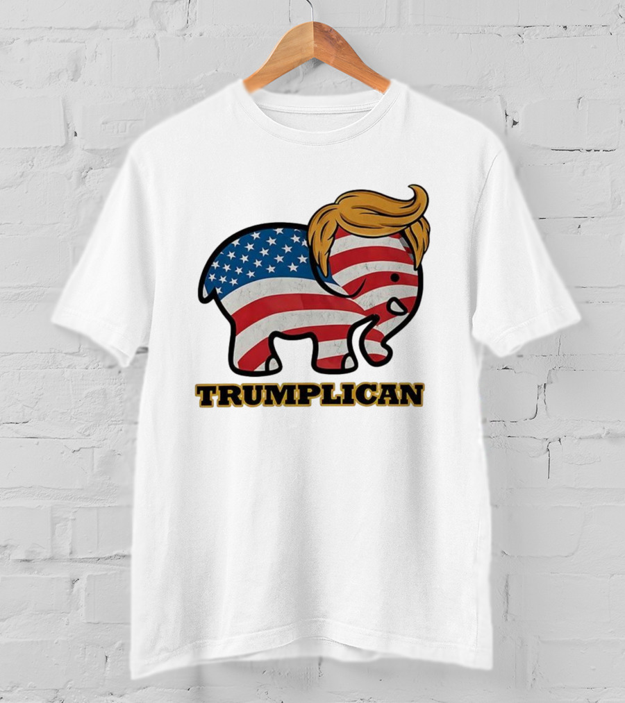 TRUMPLICAN American Flag Elephant With Hair Caricature T-Shirt