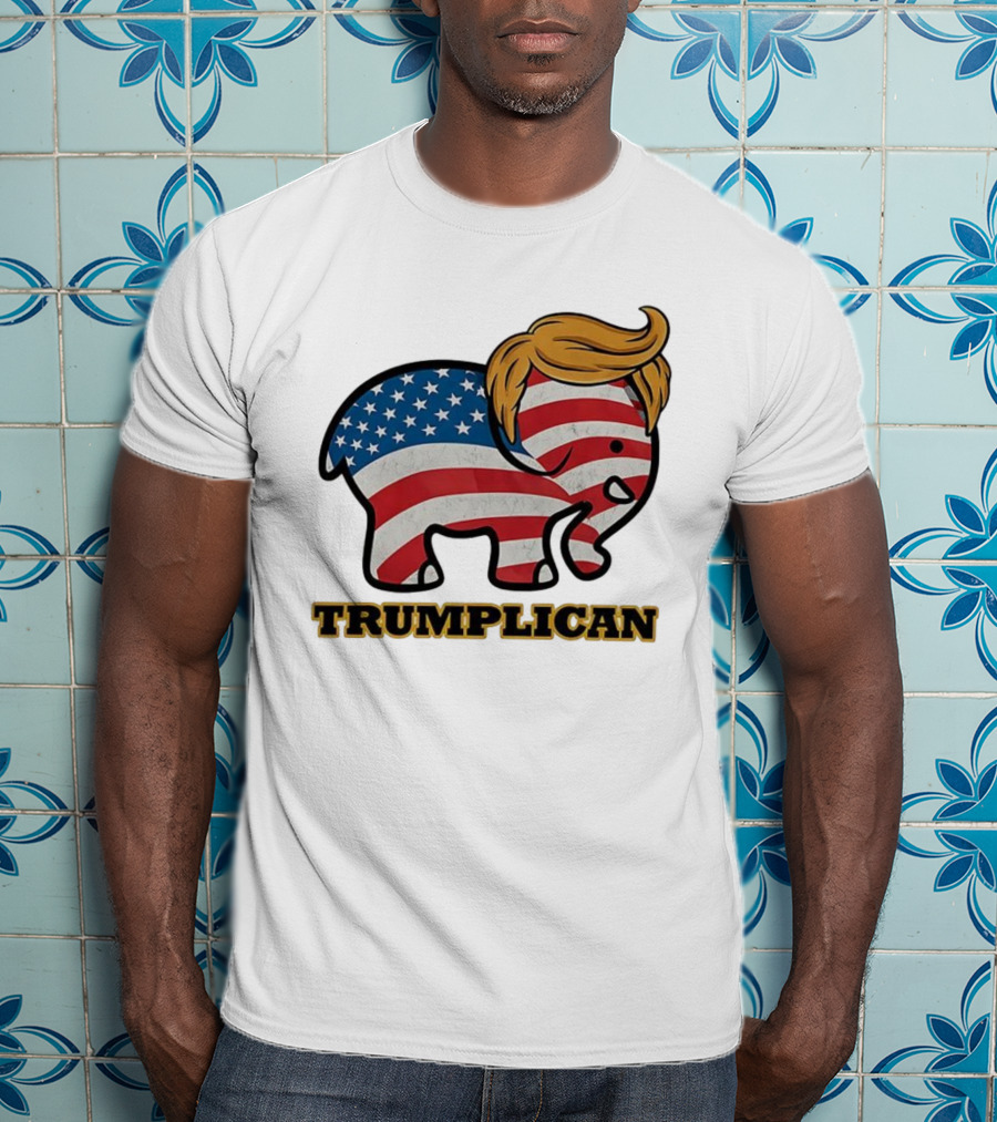 TRUMPLICAN American Flag Elephant With Hair Caricature T-Shirt
