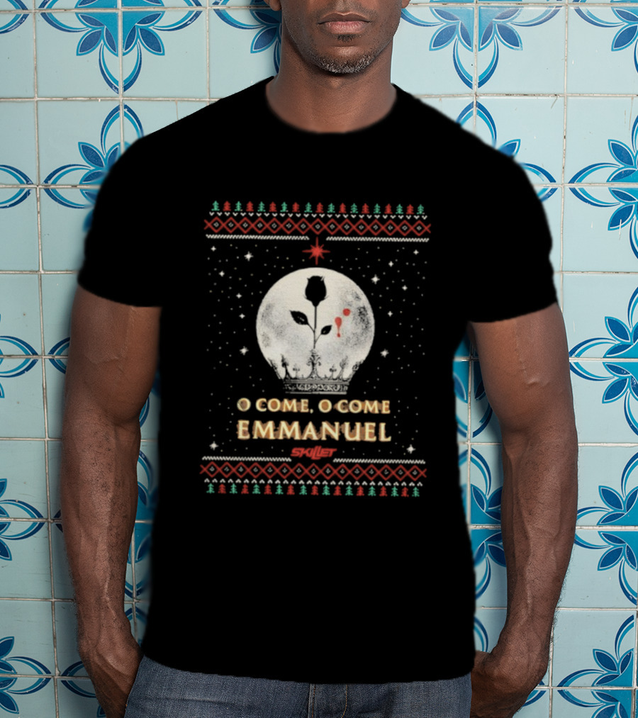 O Come O Come Emmanuel Christmas Bundle Moon With Snowflakes T-Shirt