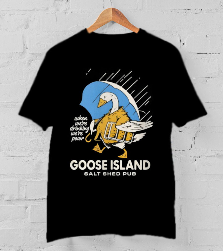 Goose Island Salt Shed Pub Goose With Pie And Umbrella T-Shirt