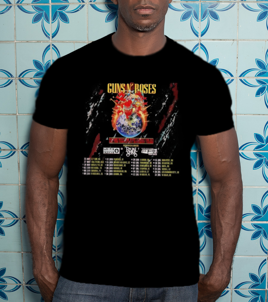 Guns N’ Roses World Tour 2025 Featuring Public Enemy Rival Sons Sex Pistols Frank Carter T-Shirt