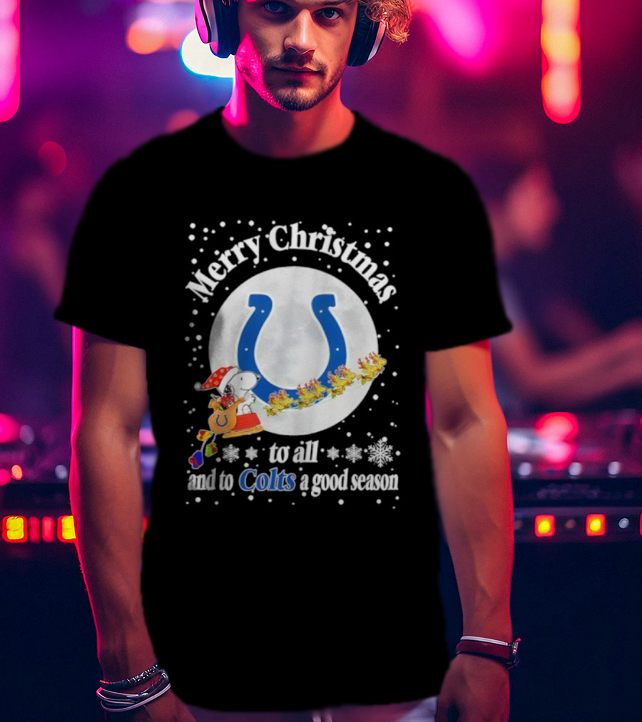 Indianapolis Colts Merry Christmas Snoopy Santa Sleigh Reindeer Football Season T-Shirt