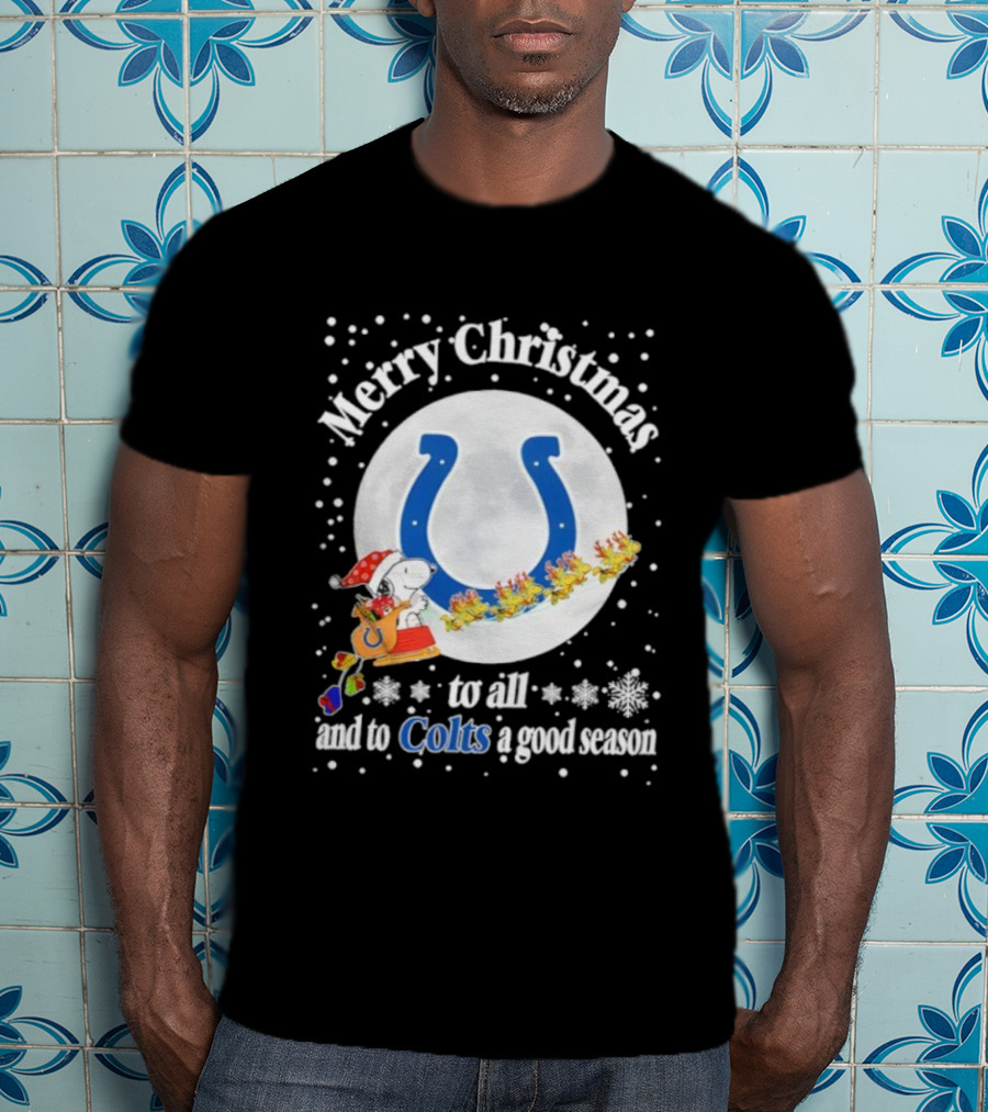 Indianapolis Colts Merry Christmas Snoopy Santa Sleigh Reindeer Football Season T-Shirt