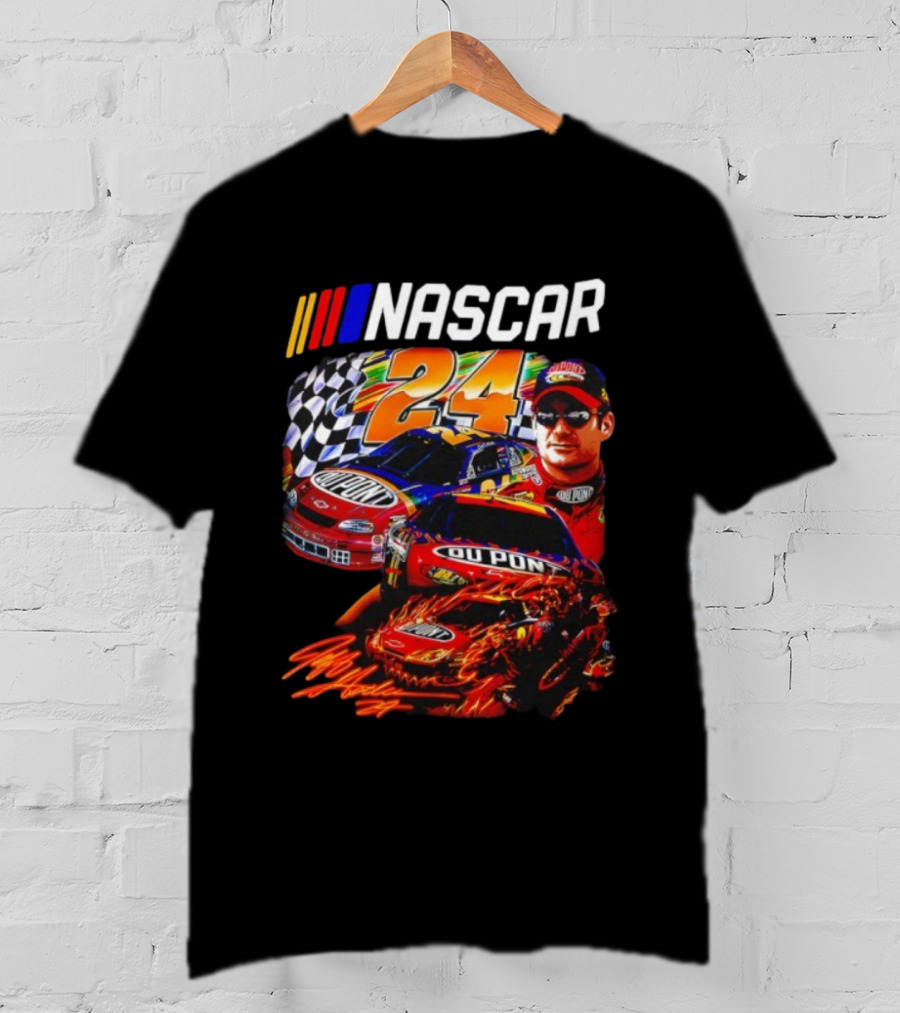 Nascar Jeff Gordon DuPont Racing Number 24 Checkered Flag T-Shirt