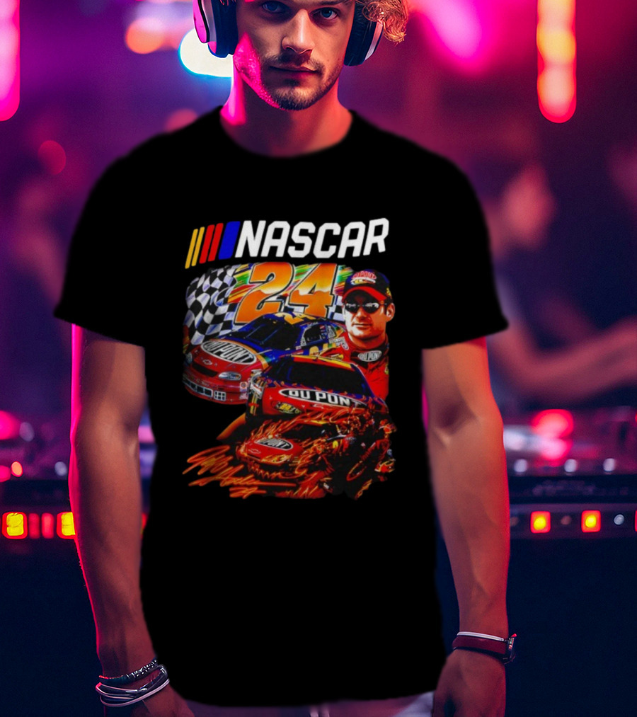 Nascar Jeff Gordon DuPont Racing Number 24 Checkered Flag T-Shirt