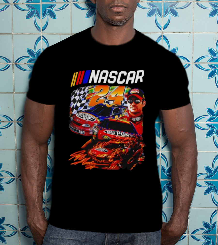 Nascar Jeff Gordon DuPont Racing Number 24 Checkered Flag T-Shirt