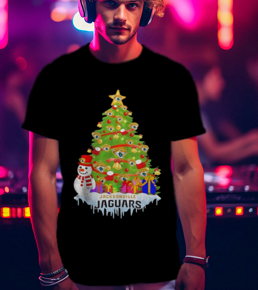 Jacksonville Jaguars Christmas Tree Holiday Football Celebration T-Shirt