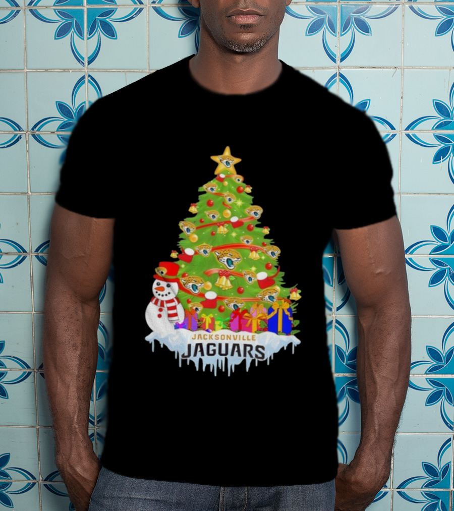 Jacksonville Jaguars Christmas Tree Holiday Football Celebration T-Shirt