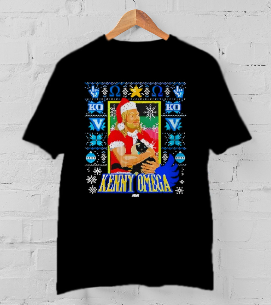 Kenny Omega Purrfect Holiday Ugly Christmas Santa Kitty KO V T-Shirt