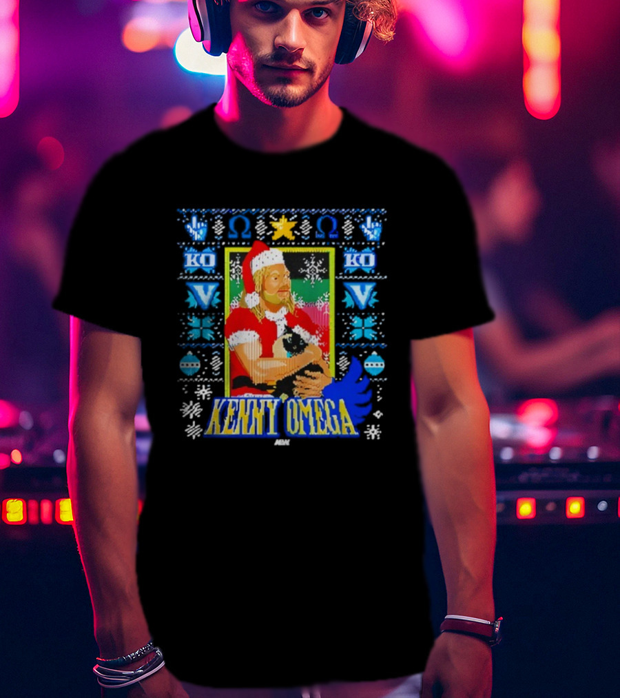 Kenny Omega Purrfect Holiday Ugly Christmas Santa Kitty KO V T-Shirt