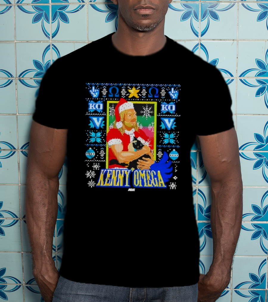 Kenny Omega Purrfect Holiday Ugly Christmas Santa Kitty KO V T-Shirt