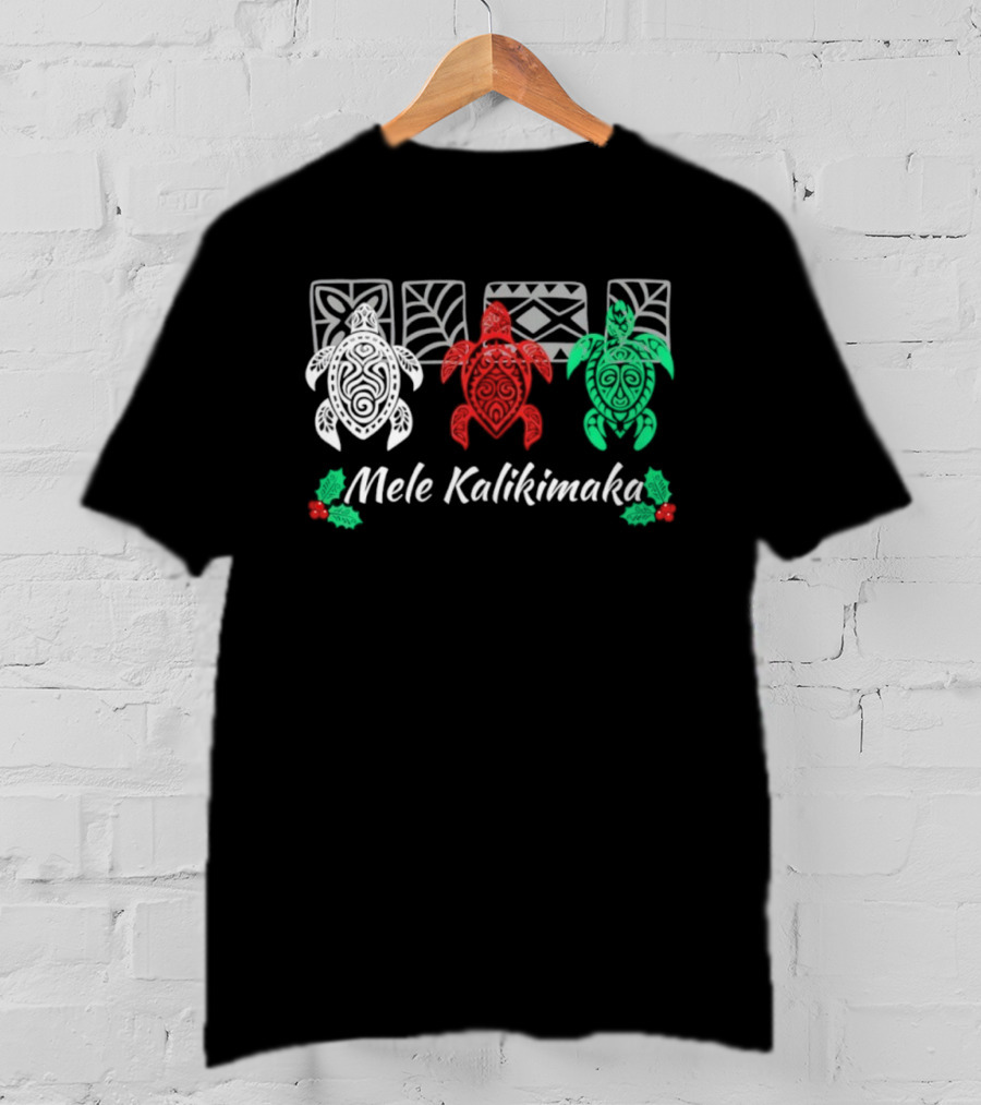 Mele Kalikimaka Hawaiian Sea Turtles Christmas Holiday Family Celebration T-Shirt