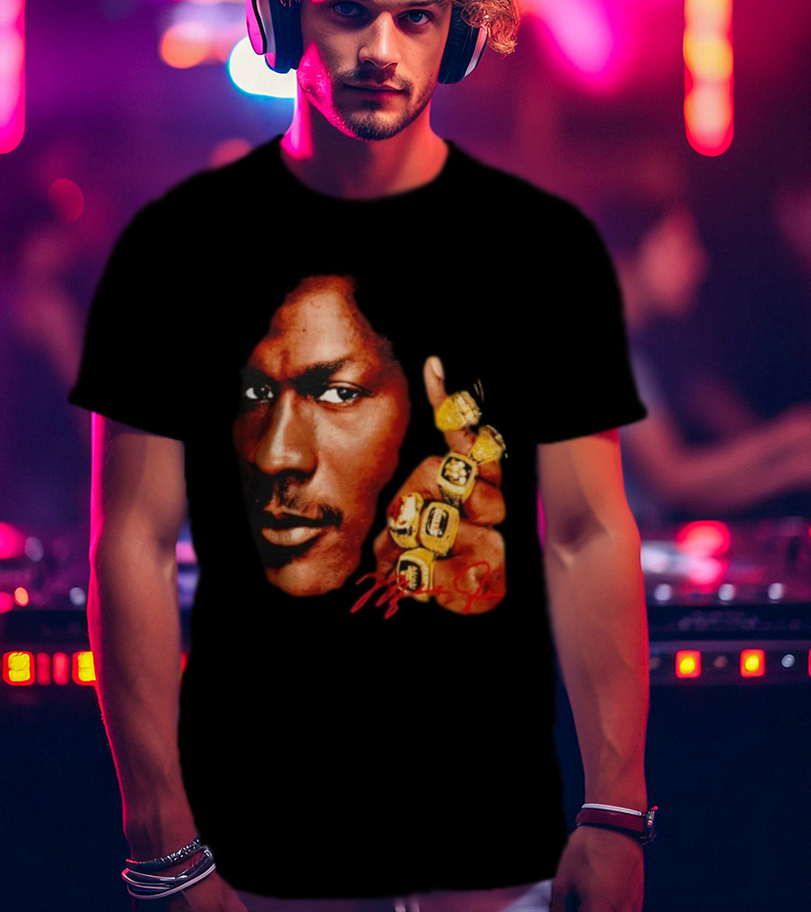 NBA Legend Michael Jordan Championship Rings Signature T-Shirt