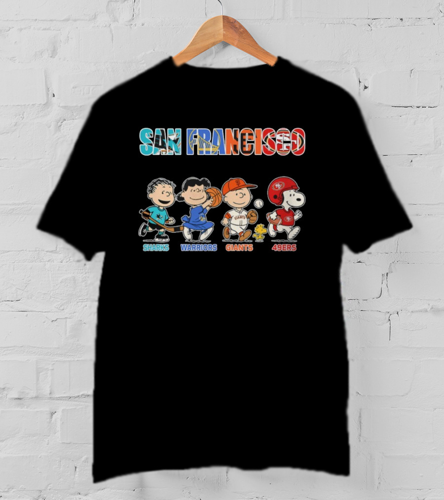San Francisco Peanuts Sharks Warriors Giants 49ers Characters T-Shirt