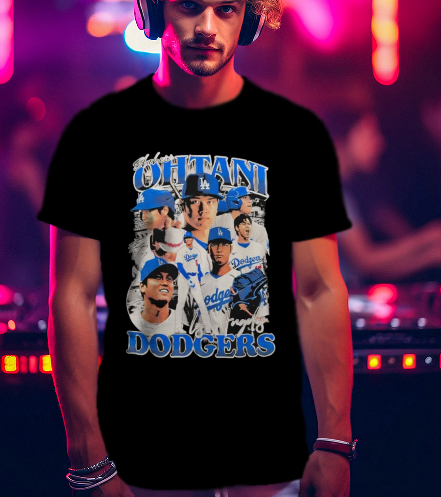 Shohei Ohtani Los Angeles Dodgers Baseball Player Collage Dodgers T-Shirt