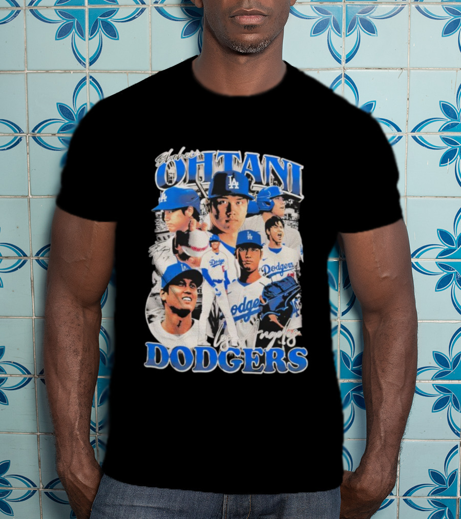 Shohei Ohtani Los Angeles Dodgers Baseball Player Collage Dodgers T-Shirt