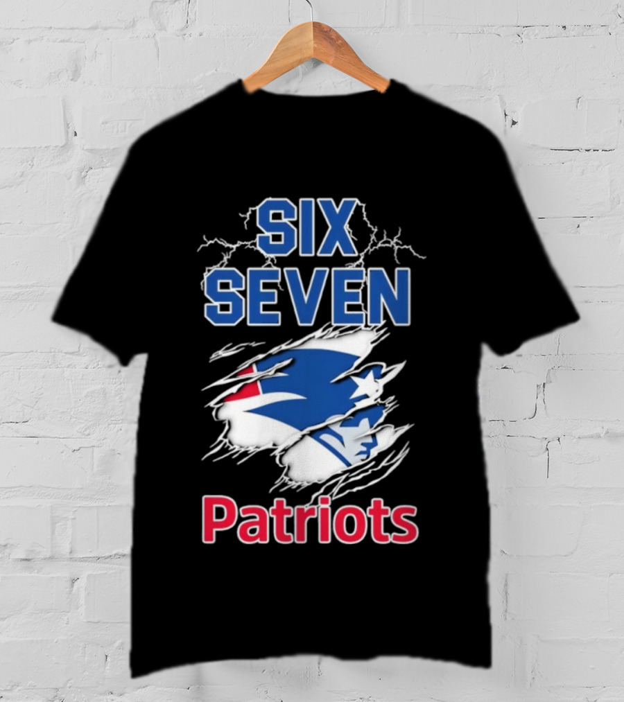 Six Seven Patriots Lightning Bold Style NFL Fan Gear T-Shirt
