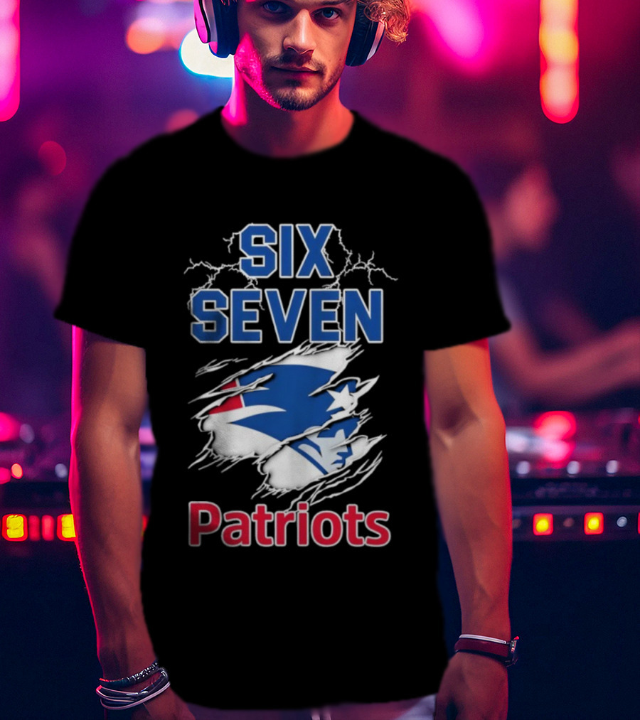 Six Seven Patriots Lightning Bold Style NFL Fan Gear T-Shirt