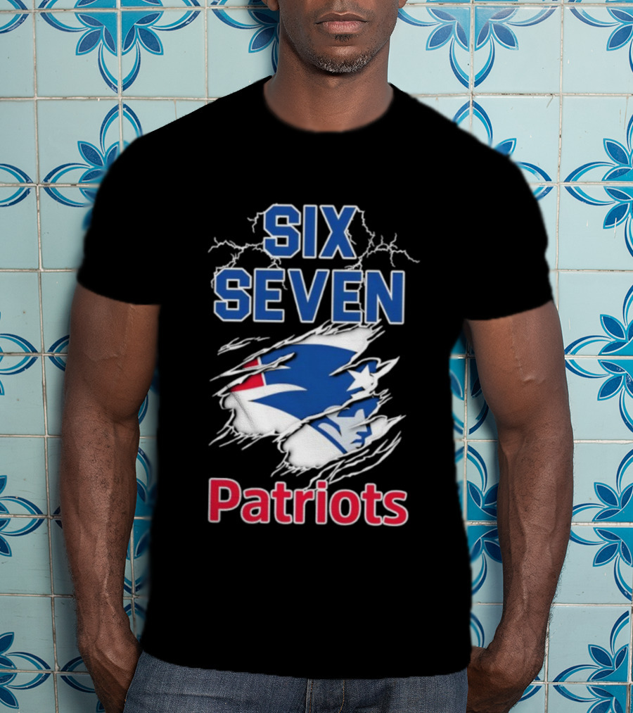 Six Seven Patriots Lightning Bold Style NFL Fan Gear T-Shirt