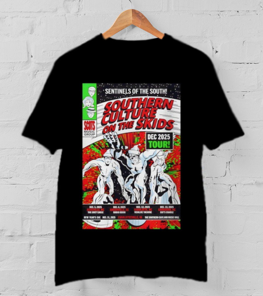 Sentinels Of The South Tour 2025 Southern Culture On The Skids Dec 6 Greenville SC Visulite Theatre Band Concert Series T-Shirt