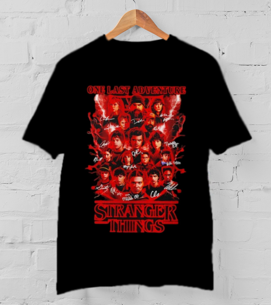 Stranger Things One Last Adventure Season 5 Cast Signatures T-Shirt
