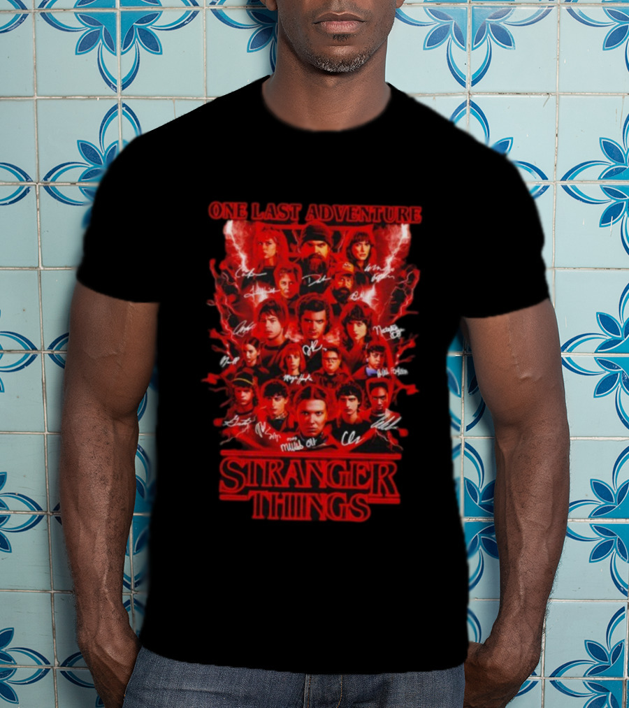 Stranger Things One Last Adventure Season 5 Cast Signatures T-Shirt