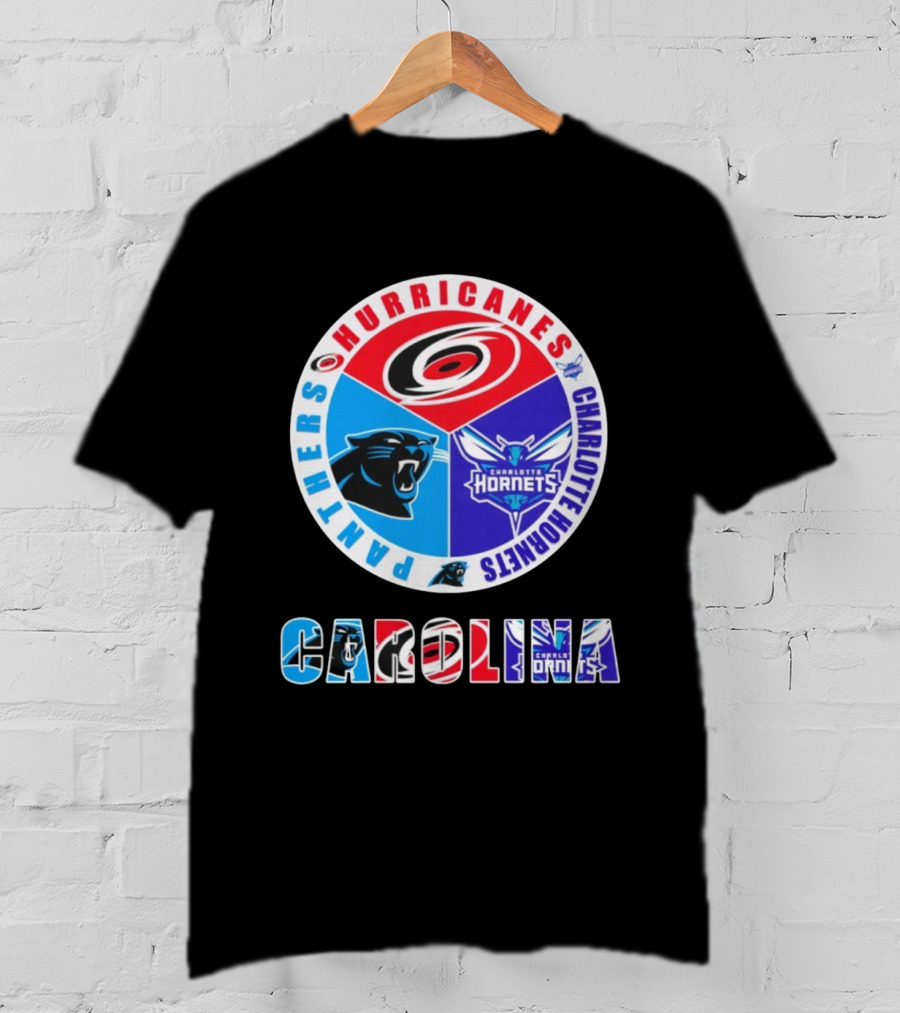 Carolina Hurricanes Panthers Charlotte Hornets Sports Collaboration T-Shirt