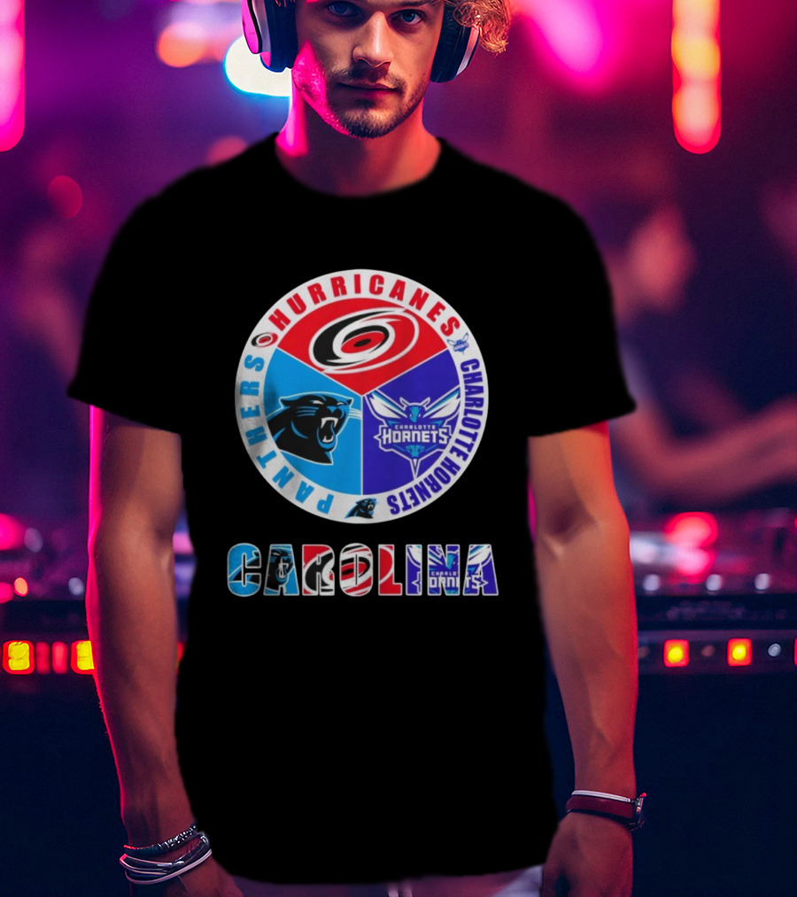 Carolina Hurricanes Panthers Charlotte Hornets Sports Collaboration T-Shirt