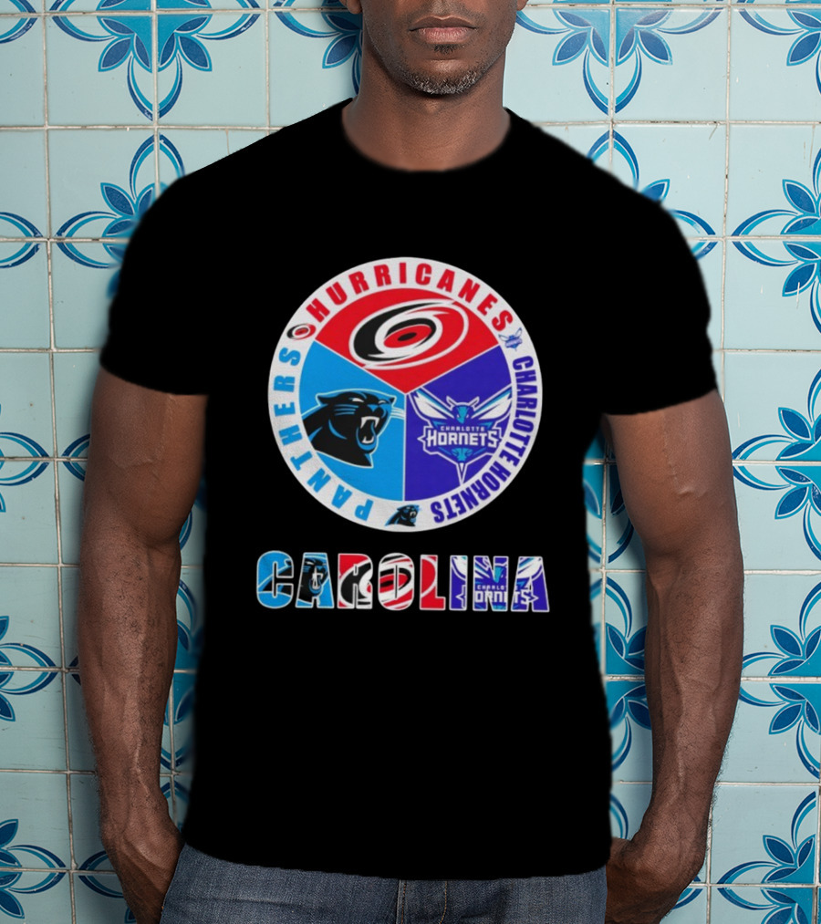 Carolina Hurricanes Panthers Charlotte Hornets Sports Collaboration T-Shirt