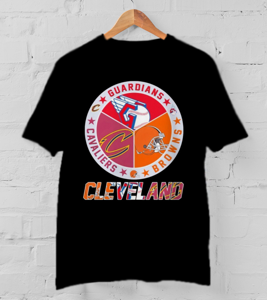 Cleveland Guardians Cavaliers Browns Sports Logos Circle T-Shirt