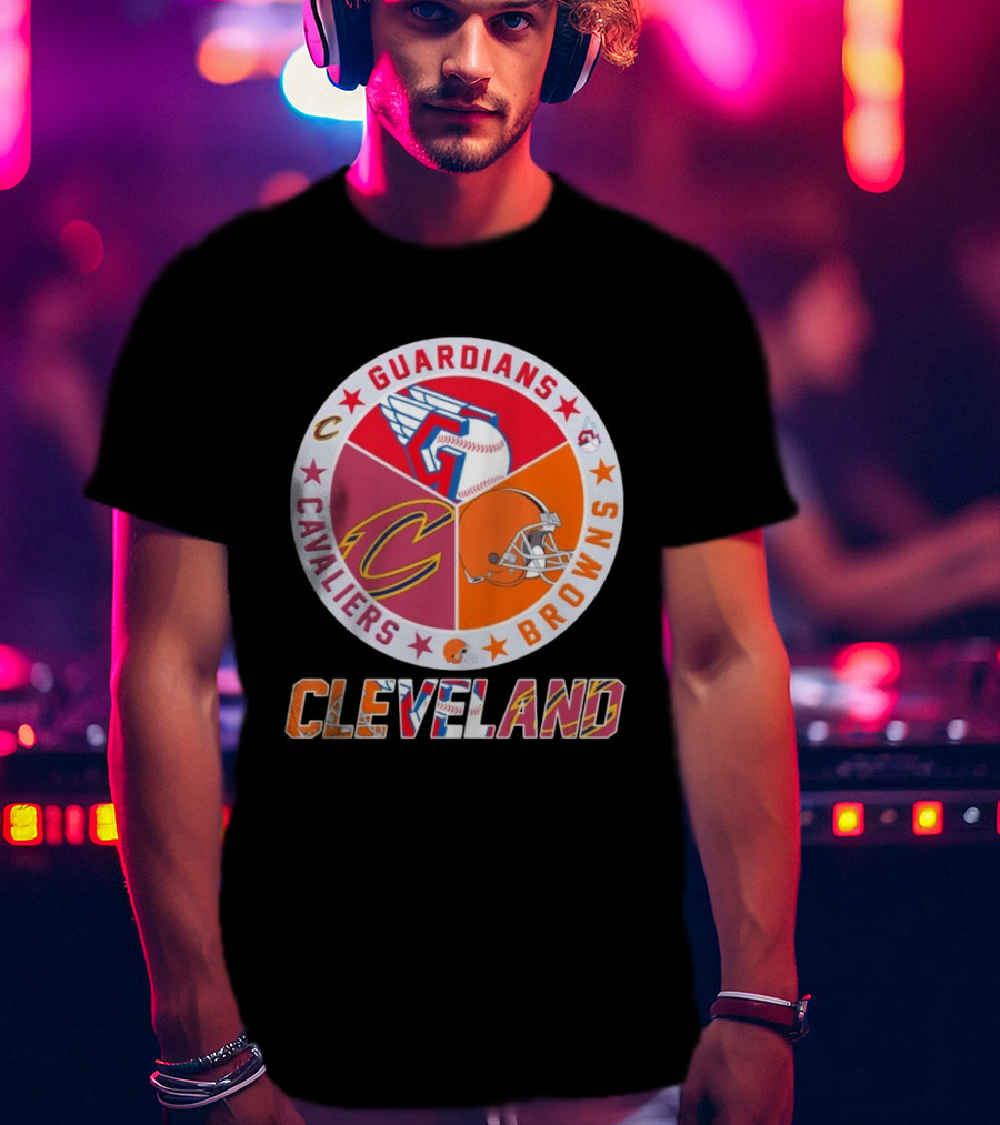 Cleveland Guardians Cavaliers Browns Sports Logos Circle T-Shirt