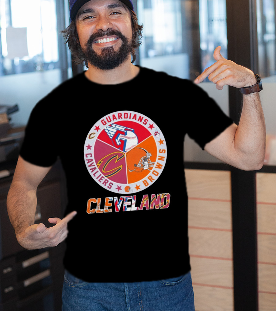 Cleveland Guardians Cavaliers Browns Sports Logos Circle T-Shirt