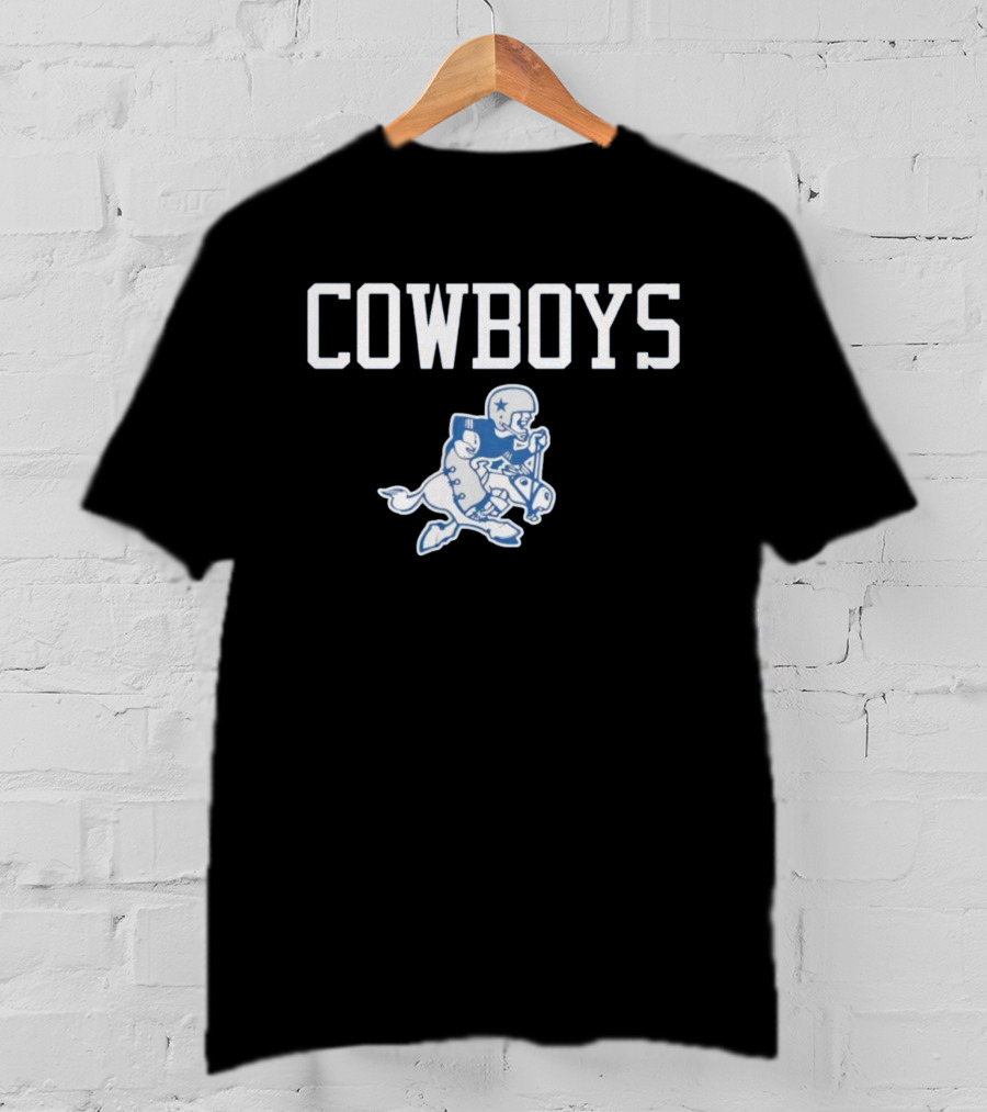 Cowboys Ride 'Em Cowboy Vintage Football Player Riding Horse Graphic T-Shirt