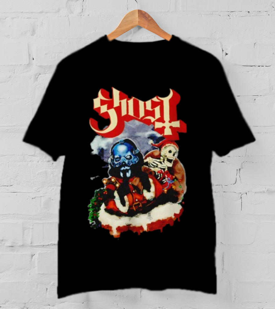 Ghost Father Christmas 2025 Festive Skull Santa Artwork T-Shirt