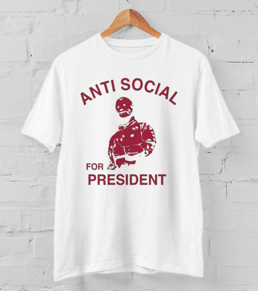 ANTI SOCIAL FOR PRESIDENT Skeleton Design T-Shirt