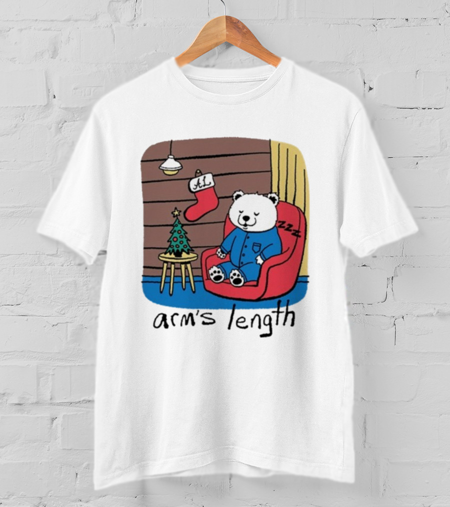 Arm's Length Sleepy Polar Bear Christmas Pajamas Cabin Scene T-Shirt
