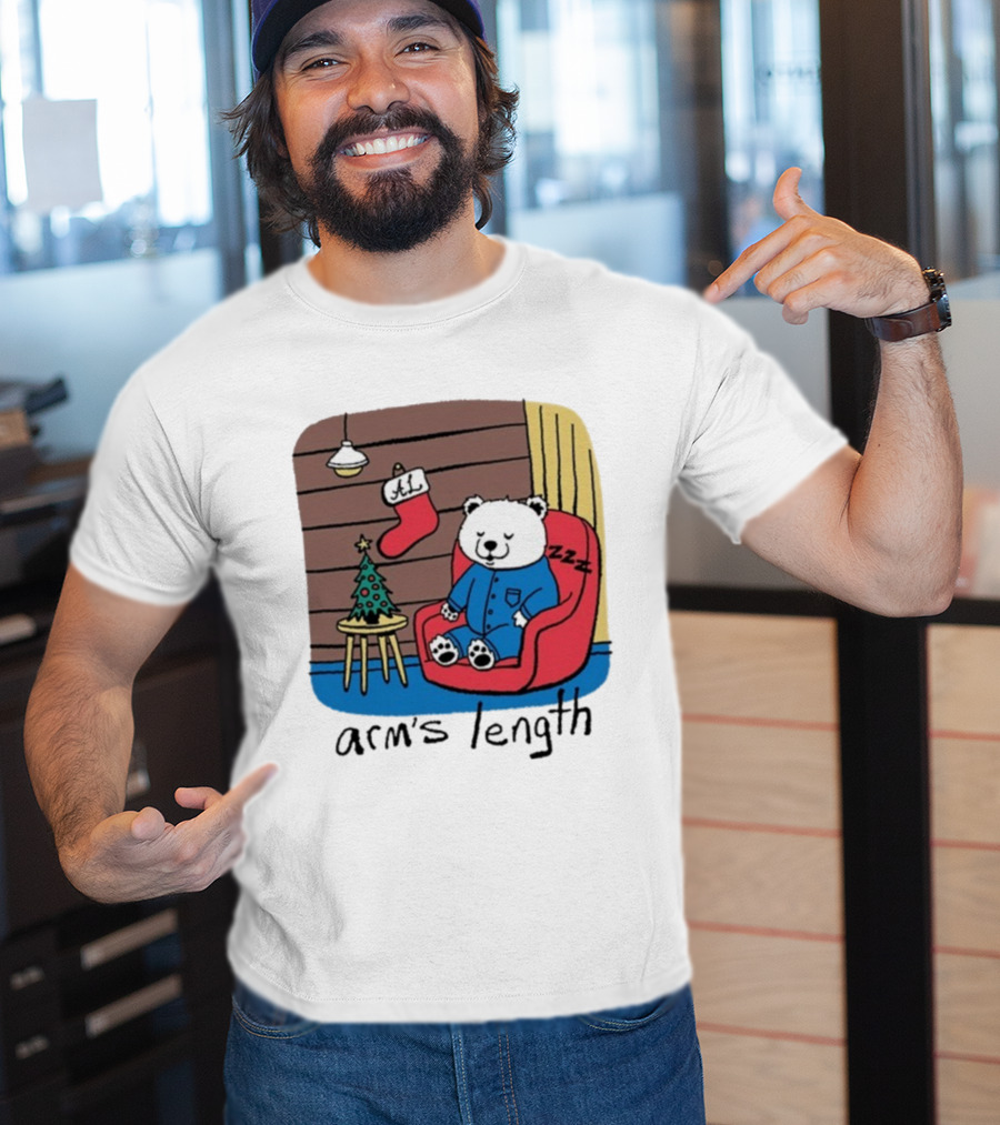 Arm's Length Sleepy Polar Bear Christmas Pajamas Cabin Scene T-Shirt