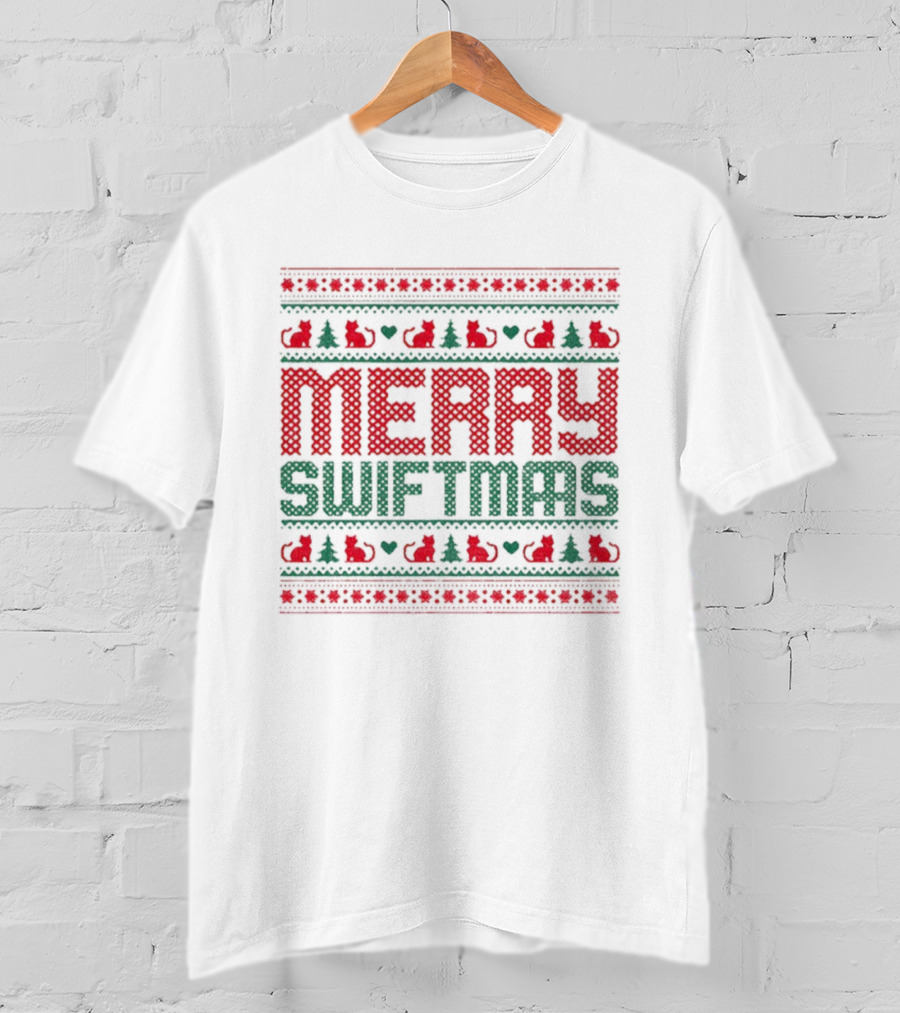 Merry Swiftmas Cat Christmas Sweater Parody Holiday Style T-Shirt